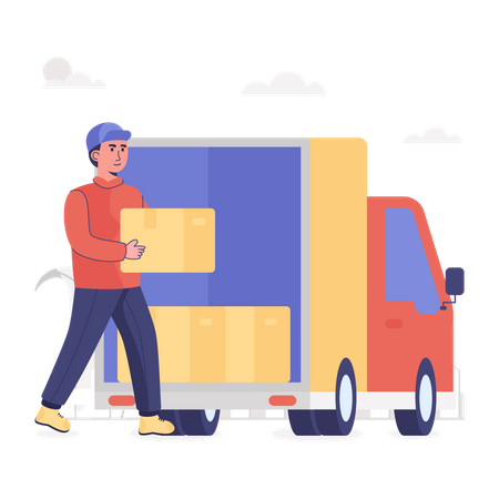 Container Loading on truck Illustration