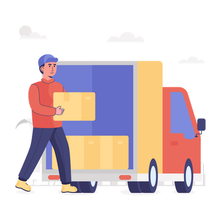 Container Loading on truck  Illustration