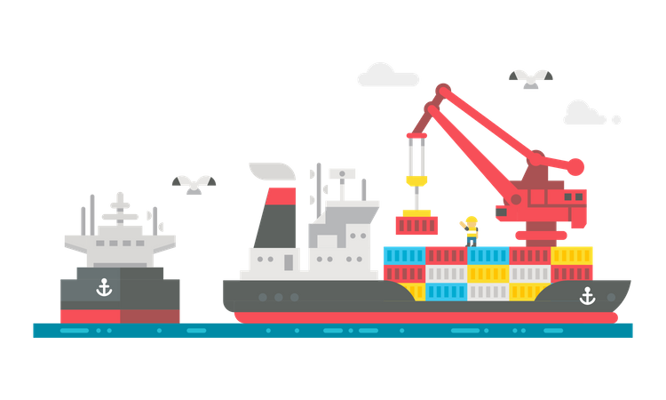 Container ship Illustration