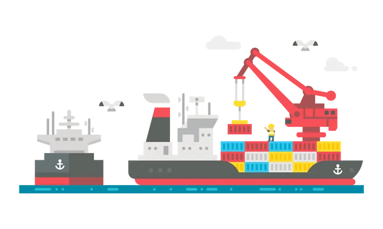 Container ship Illustration