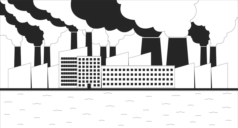 Contaminación del aire en plantas industriales  Ilustración