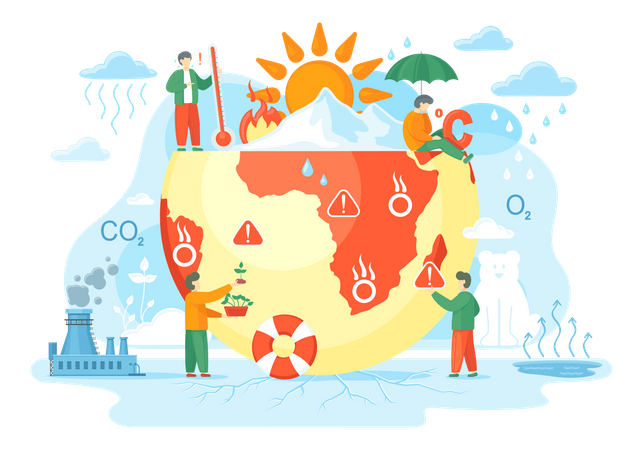 Contaminación del calentamiento global  Ilustración