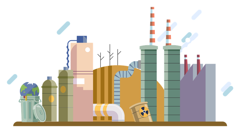 Contaminación industrial  Ilustración