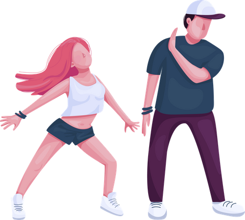 Contemporary dancers couple together Illustration