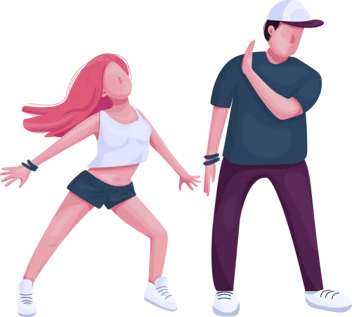 Contemporary dancers couple together Illustration