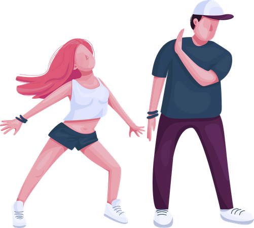 Contemporary dancers couple together  Illustration