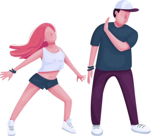 Contemporary dancers couple together  Illustration