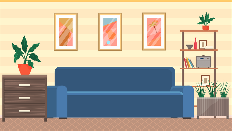 Contemporary furniture living room  Illustration