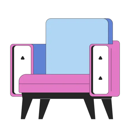 Contemporary Geometric Armchair 2 D Linear Cartoon Object Modern Creative Furniture Isolated Line Vector Element White Background Cozy Chair Seating Living Room Color Flat Spot Illustration Illustration