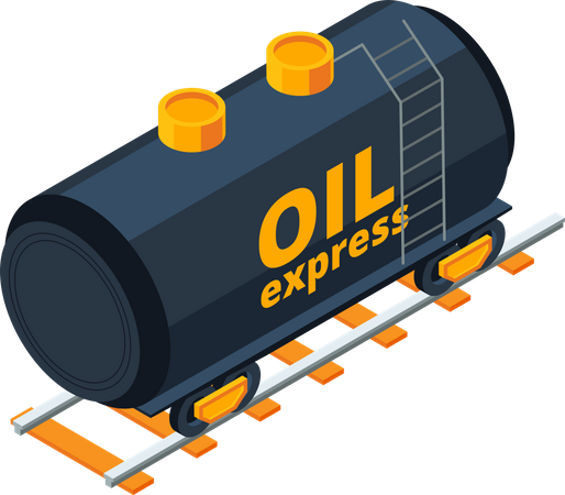 Contenedor de petróleo transportado en tren  Ilustración