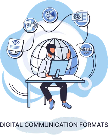 Contenido con datos en línea y streaming de redes sociales  Ilustración