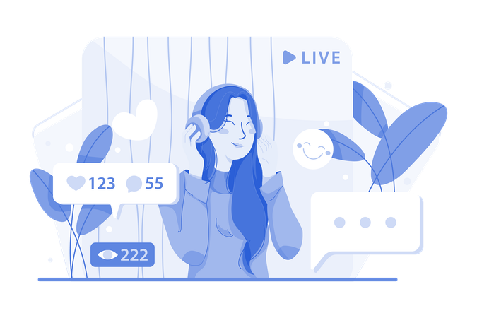 Content Creator Making Live Session With Fans  Illustration