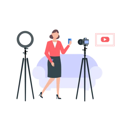 Social Media Content Creator Flat Illustration In This Design You Can See How Technology Connect To Each Other Each File Comes With A Project In Which You Can Easily Change Colors And More Illustration