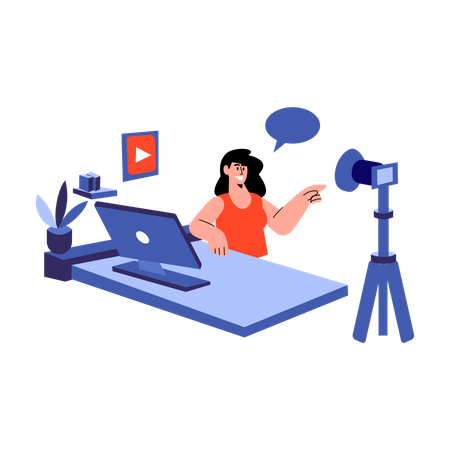 Content creator recording video Illustration