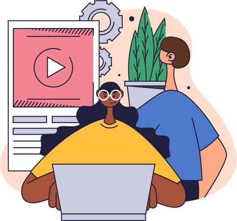 Content creator uploads new video  Illustration