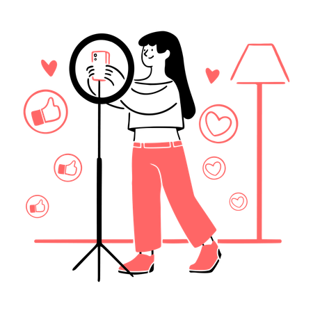 Content Creator with Ring Light  Illustration
