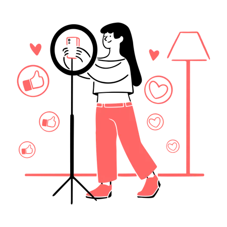 Content Creator with Ring Light  Illustration
