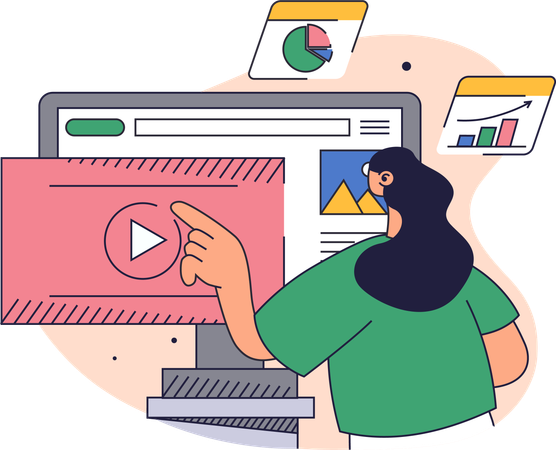 Content creator works on online video  Illustration