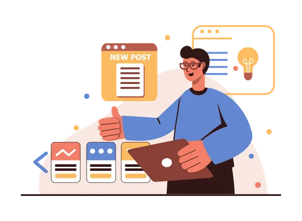Content manager approving new post  Illustration