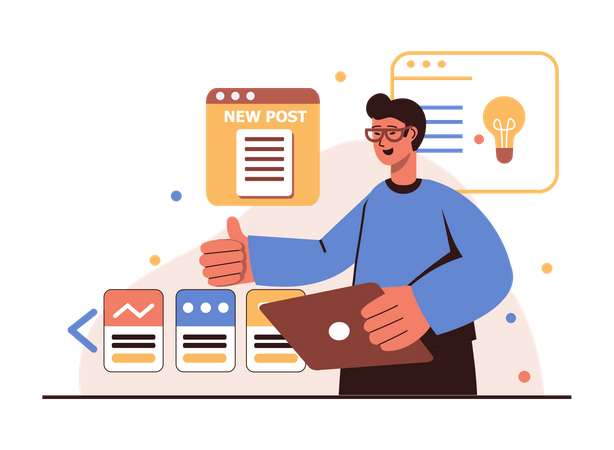 Content manager approving new post  イラスト