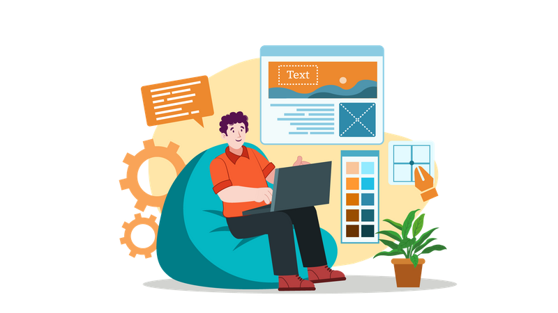 Content Manager making digital marketing post  Illustration