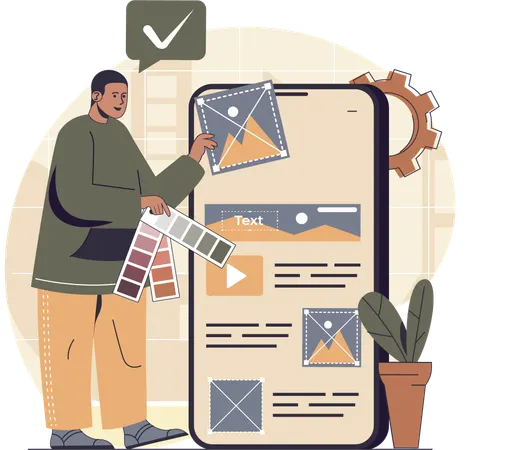 Content manager working on website design  Illustration
