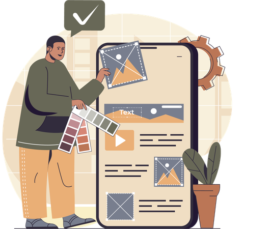 Content manager working on website design Illustration