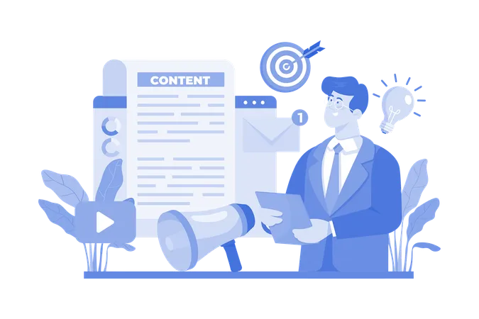 Content Marketing Manager Illustration Concept On White Background Illustration