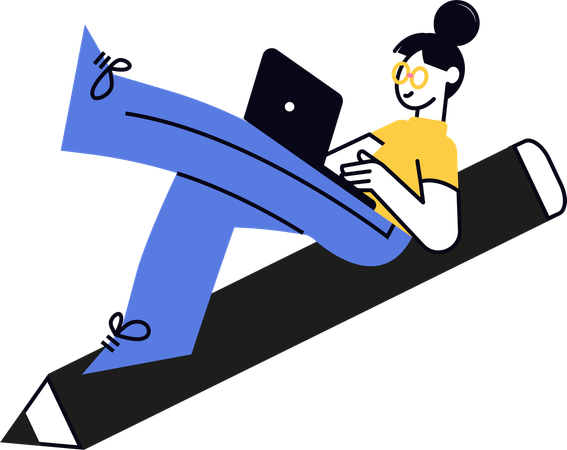 Content writer working on laptop  Illustration