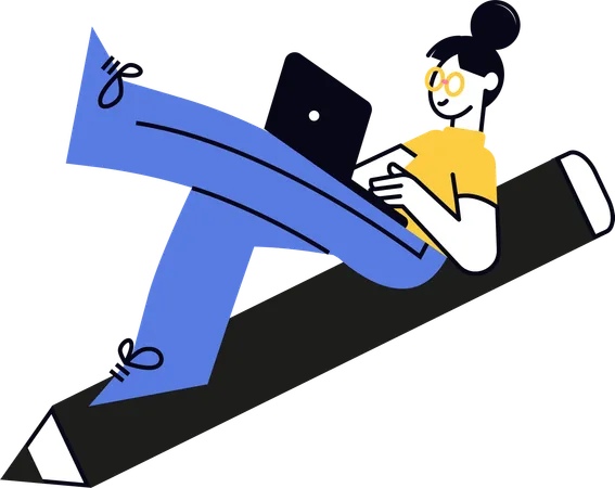 Content writer working on laptop  Illustration