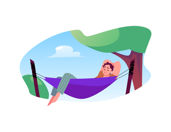 Contentment in a summer hammock  Illustration