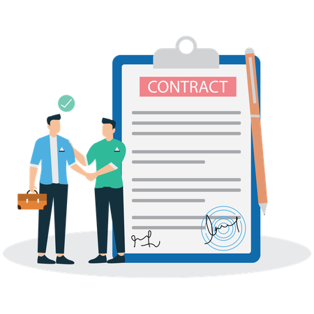 Contract Signing and Professional Agreement  Illustration