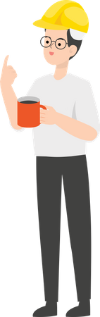 Contractor holding coffee cup  Illustration