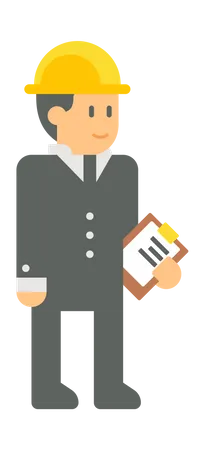 Contractor holding task list clipboard  Illustration