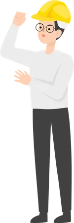 Contractor raising hand  Illustration