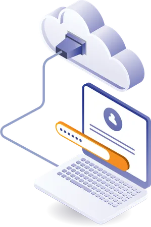 Contraseña de seguridad de la computadora personal del servidor en la nube  Ilustración