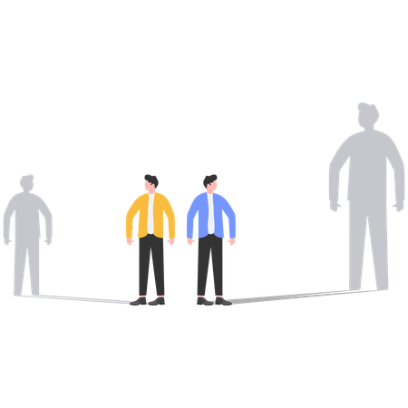 Contrast of shadow size of two businessman  Illustration