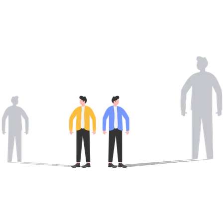 Contrast of shadow size of two businessman  Illustration