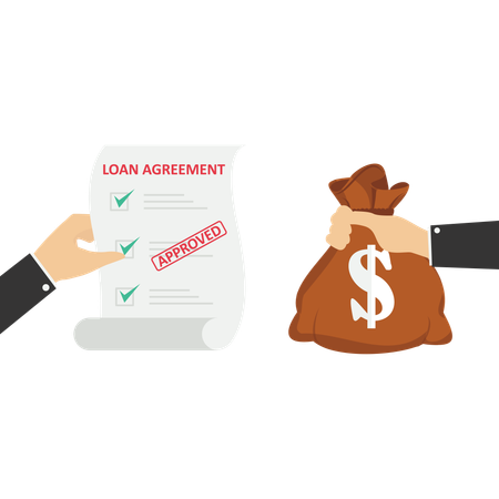 Contrato de empréstimo pedir dinheiro emprestado ao banco  Illustration
