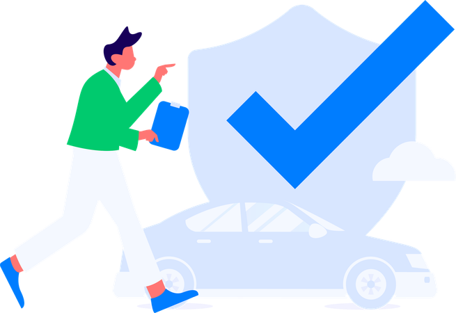 Contrato de seguro de coche renovado  Ilustración