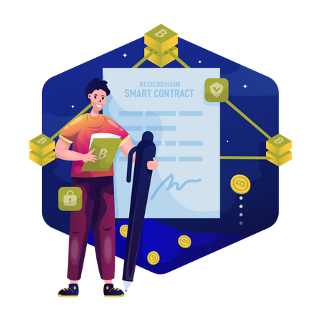 Contrato inteligente blockchain  Ilustración