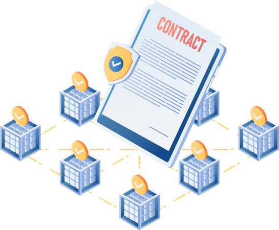 Contrato inteligente blockchain  Ilustración