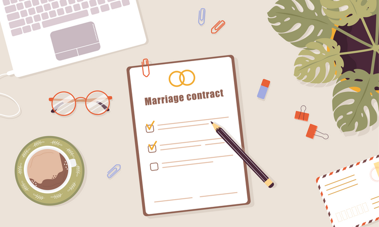 Contrato matrimonial  Ilustración