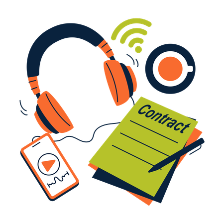Contrato de podcast  Ilustração
