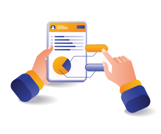 Control business data analysis with ipad  Illustration