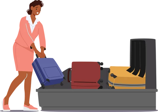 Control de equipaje de pasajeros en el aeropuerto  Ilustración