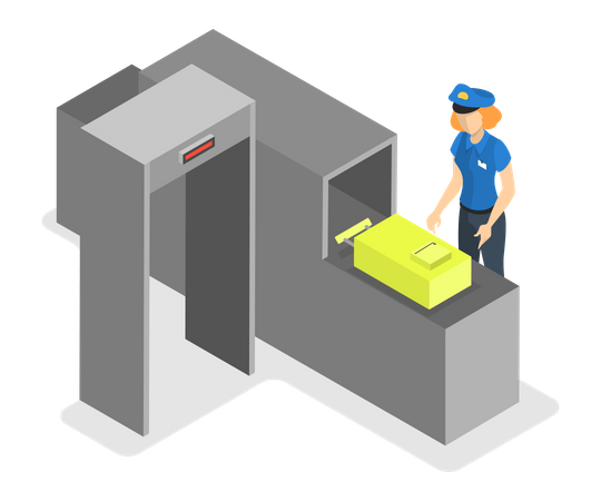Control de escaneo de seguridad de equipaje  Ilustración