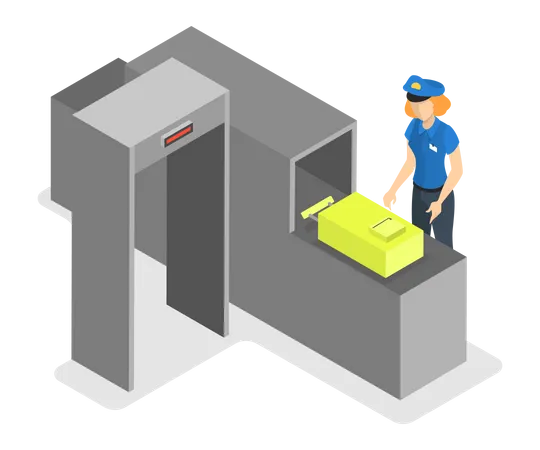 Control de escaneo de seguridad de equipaje  Ilustración