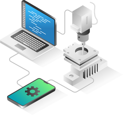 Control móvil de máquinas CNC  Ilustración