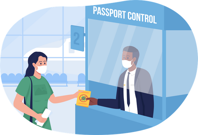 Control seguro de pasaportes en el aeropuerto  Ilustración